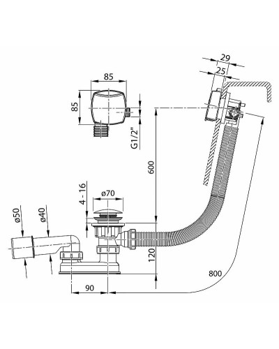Слив-перелив Ravak X01505 click-clack с наливом Хром