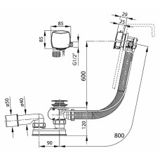 Слив-перелив Ravak X01504 полуавтомат с наливом Хром