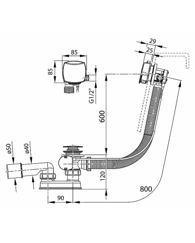 Слив-перелив Ravak X01504 полуавтомат с наливом Хром