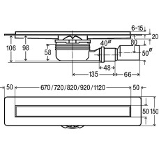 Душевой лоток Viega Advantix 1000 ER10 4983.10 753184 с решеткой Нержавеющая сталь