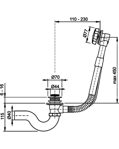 Слив-перелив Timo 8004/00 click-clack Хром