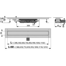 Душевой лоток Alcaplast Marble Low APZ115-850 с решеткой под плитку