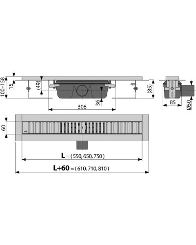 Душевой лоток Alcaplast APZ1SMART-LINE-750 с решеткой Хром
