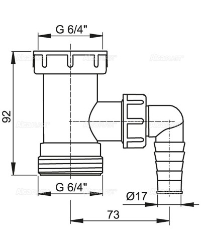 Переходник для сифона Alcaplast A30 со штуцером 6/4