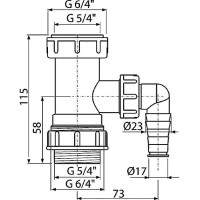 Переходник для сифона Alcaplast A300 со штуцером 5/4