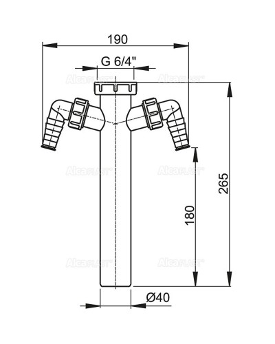 Патрубок для сифона Alcaplast A44M-DN40 с двумя штуцерами 6/4