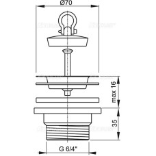 Выпуск для кухонной мойки Alcaplast A33 Нержавеющая сталь