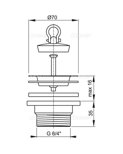 Выпуск для кухонной мойки Alcaplast A33 Нержавеющая сталь