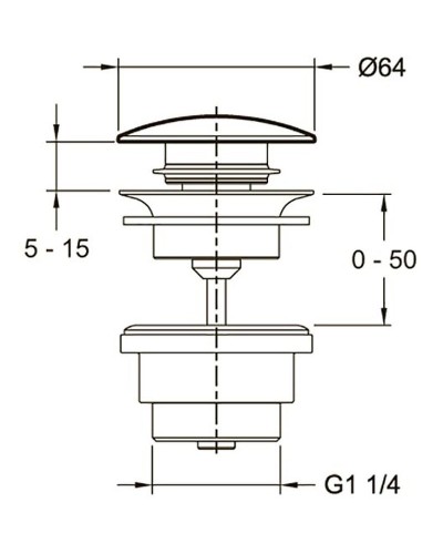 Донный клапан Jacob Delafon Noivelle Vague E30536-BCN click-clack Золото матовое