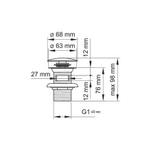 Донный клапан Creavit SF031 click-clack Хром
