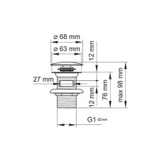 Донный клапан Creavit SF031 click-clack Хром