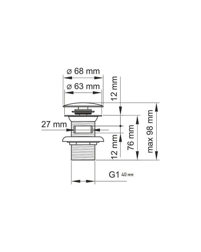 Донный клапан Creavit SF031 click-clack Хром