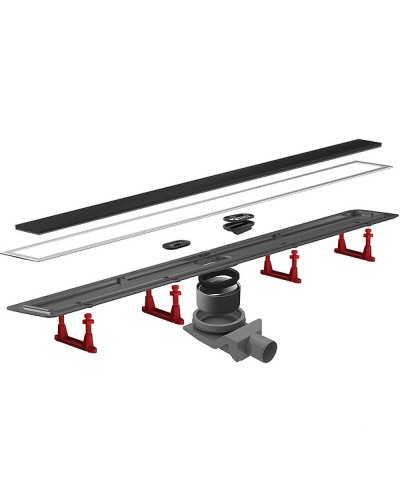 Душевой лоток Pestan Confluo Premium Line 950 Black Glass 13000351 с двухсторонней решеткой Хром матовый Черный глянецевый