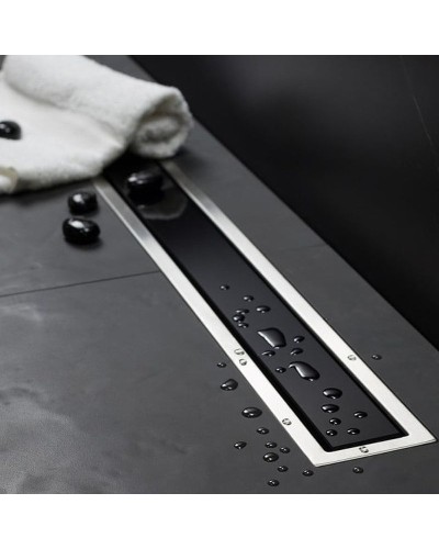 Душевой лоток Pestan Confluo Premium Line 950 Black Glass 13000351 с двухсторонней решеткой Хром матовый Черный глянецевый