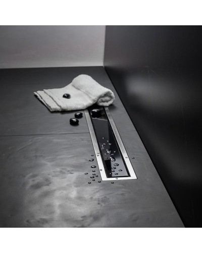 Душевой лоток Pestan Confluo Premium Line 950 Black Glass 13000351 с двухсторонней решеткой Хром матовый Черный глянецевый