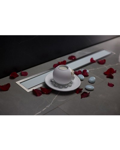 Душевой лоток Pestan Confluo Premium Line 950 White Glass 13000352 с двухсторонней решеткой Хром матовый Белый глянцевый