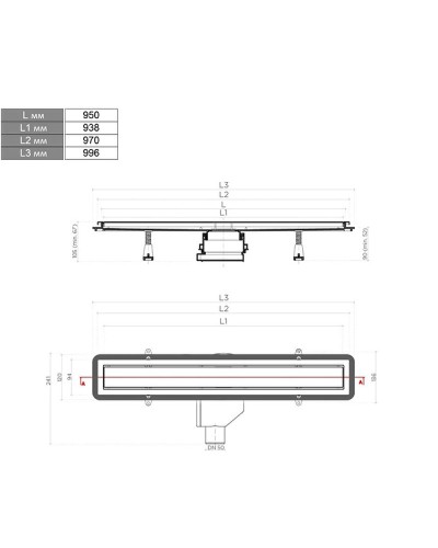 Душевой лоток Pestan Confluo Premium Line 950 White Glass 13000352 с двухсторонней решеткой Хром матовый Белый глянцевый
