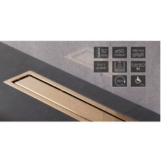 Душевой лоток Pestan Confluo Premium Line 950 Gold 13100167 с двухсторонней решеткой Золото глянцевое / полая под плитку