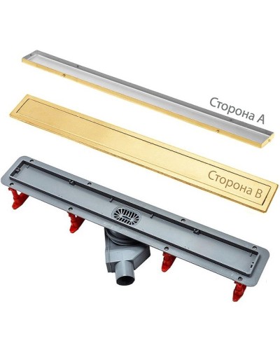 Душевой лоток Pestan Confluo Premium Line 950 Gold 13100167 с двухсторонней решеткой Золото глянцевое / полая под плитку