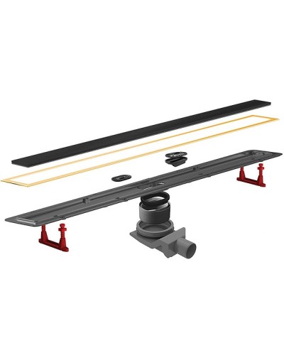 Душевой лоток Pestan Confluo Premium Line 450 Black Glass Gold 13100114 с решеткой Черный глянцевый Золото глянцевое