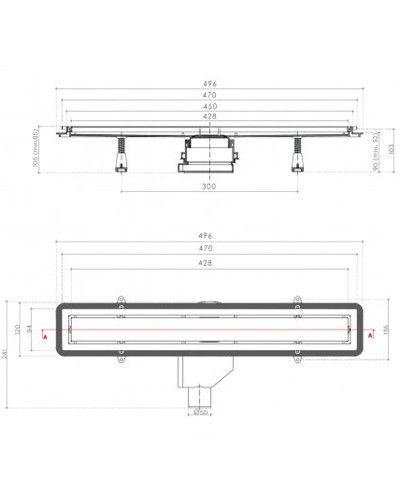 Душевой лоток Pestan Confluo Premium Line 450 Black Glass Gold 13100114 с решеткой Черный глянцевый Золото глянцевое