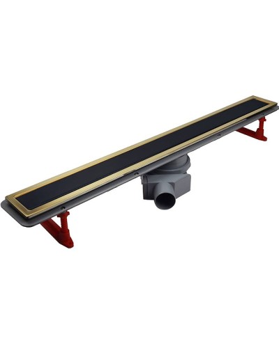 Душевой лоток Pestan Confluo Premium Line 550 Black Glass Gold 13100115 с решеткой Черный глянцевый Золото глянцевое