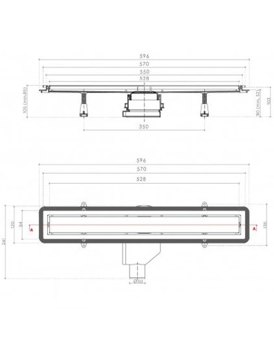 Душевой лоток Pestan Confluo Premium Line 550 Black Glass Gold 13100115 с решеткой Черный глянцевый Золото глянцевое