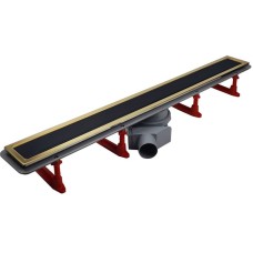 Душевой лоток Pestan Confluo Premium Line 750 Black Glass Gold 13100117 с решеткой Черный глянцевый Золото глянцевое