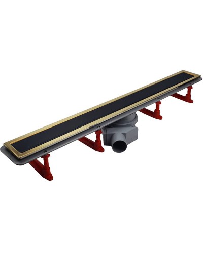 Душевой лоток Pestan Confluo Premium Line 750 Black Glass Gold 13100117 с решеткой Черный глянцевый Золото глянцевое