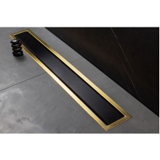 Душевой лоток Pestan Confluo Premium Line 850 Black Glass Gold 13100118 с решеткой Черный глянцевый Золото глянцевое