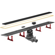 Душевой лоток Pestan Confluo Premium Line 850 Black Glass Gold 13100118 с решеткой Черный глянцевый Золото глянцевое