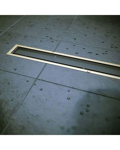 Душевой лоток Pestan Confluo Premium Line 950 Black Glass Gold 13100125 с решеткой Черный глянцевый Золото глянцевое