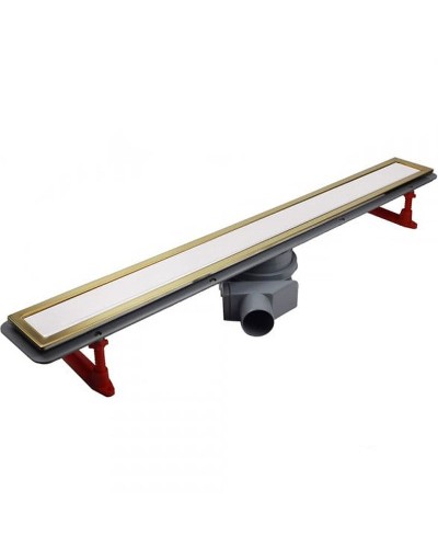 Душевой лоток Pestan Confluo Premium Line 450 White Glass Gold 13100120 с решеткой Белый глянцевый Золото глянцевое