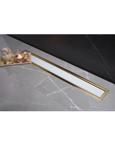 Душевой лоток Pestan Confluo Premium Line 450 White Glass Gold 13100120 с решеткой Белый глянцевый Золото глянцевое