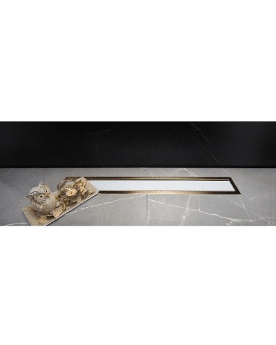 Душевой лоток Pestan Confluo Premium Line 650 White Glass Gold 13100122 с решеткой Белый глянцевый Золото глянцевое