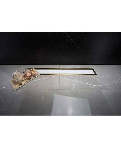 Душевой лоток Pestan Confluo Premium Line 650 White Glass Gold 13100122 с решеткой Белый глянцевый Золото глянцевое