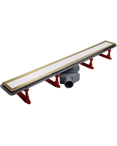 Душевой лоток Pestan Confluo Premium Line 750 White Glass Gold 13100123 с решеткой Белый глянцевый Золото глянцевое