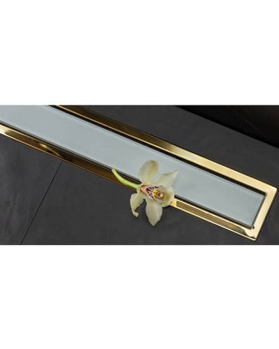 Душевой лоток Pestan Confluo Premium Line 850 White Glass Gold 13100124 с решеткой Белый глянцевый Золото глянцевое
