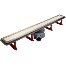 Душевой лоток Pestan Confluo Premium Line 850 White Glass Gold 13100124 с решеткой Белый глянцевый Золото глянцевое