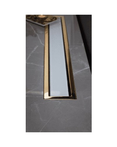 Душевой лоток Pestan Confluo Premium Line 950 White Glass Gold 13100126 с решеткой Белый глянцевый Золото глянцевое
