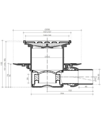 Душевой трап Pestan Confluo Standard 13702556 с двухсторонней решеткой Хром глянцевый / полая под плитку