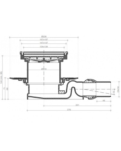 Душевой трап Pestan Confluo Standard 13702559 с двухсторонней решеткой Хром глянцевый / полая под плитку