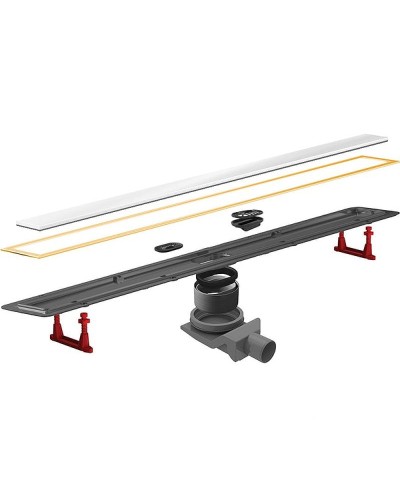 Душевой лоток Pestan Confluo Premium Line 300 White Glass Gold 13100119 с решеткой Белый глянцевый Золото глянцевое