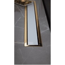 Душевой лоток Pestan Confluo Premium Line 300 White Glass Gold 13100119 с решеткой Белый глянцевый Золото глянцевое