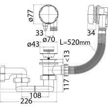 Слив-перелив Cezares CZR-STP1-01 полуавтомат Хром