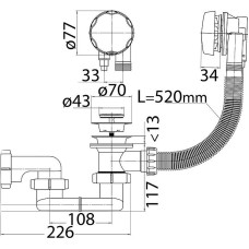 Слив-перелив Cezares CZR-STP1-01 полуавтомат Хром
