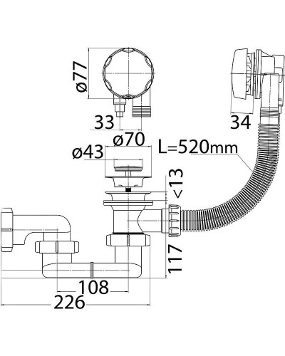 Слив-перелив Cezares CZR-STP1-01 полуавтомат Хром