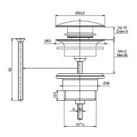 Донный клапан Cezares CZR-SAT20-03/24 click-clack Золото 24 карат