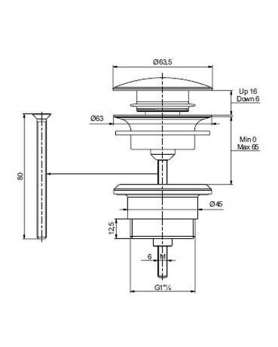 Донный клапан Cezares CZR-SAT20-03/24 click-clack Золото 24 карат