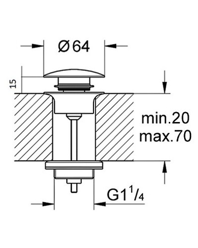 Донный клапан Bronze de Luxe 1760'S Loft 008CC click-clack Хром матовый